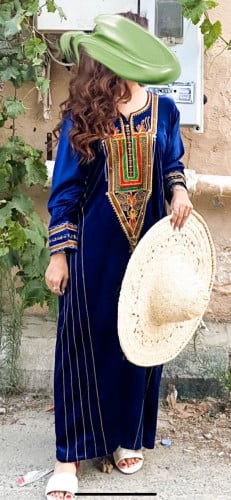 ثوب عسيرى مخمل ازرق