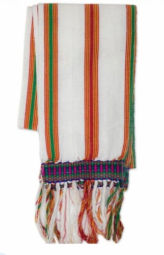 شال ولادي تراثي ابيض بخطوط