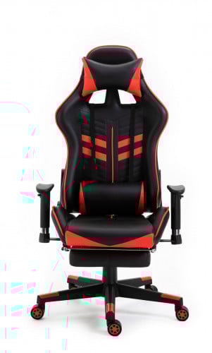 كرسي قيمنق مع مسند للاقدام احمر