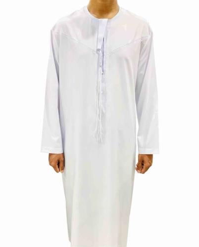 قميص اماراتي صيفي ابيض كم طويل