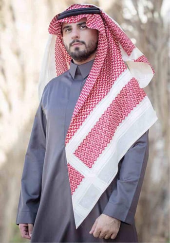 شماغ بروجيه الأصلي احمر مع بيج