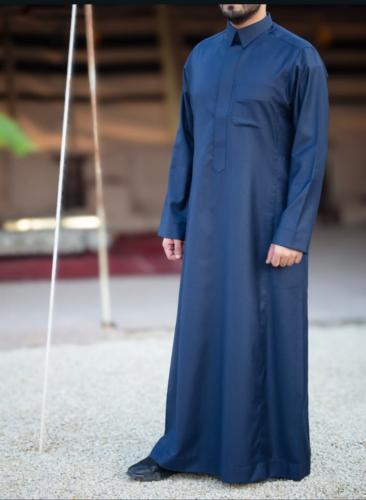 ثوب سعودي رجالي شتوي قلاب سحاب ازرق