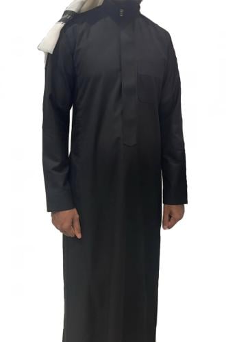 ثوب سعودي رجالي شتوي سادة سحاب اسود