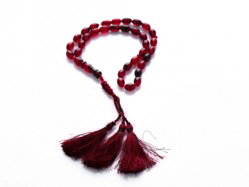 مسبحة تراب الكهرمان غامق