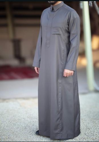 ثوب سعودي رجالي شتوي قلاب سحاب رمادي