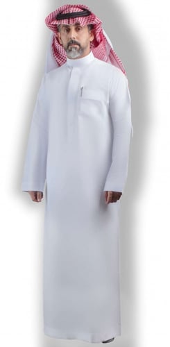 ثوب سعودي رجالي أبيض سادة سحاب