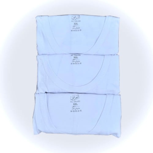 3 فانيلة نصف كم قطن مصري رجالي العربي