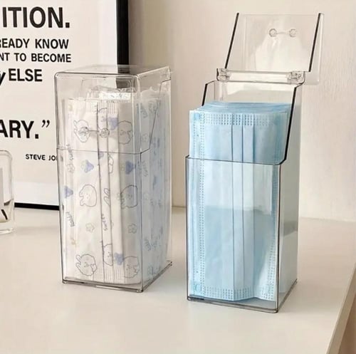 علبة تخزين الكمامات مع غطاء