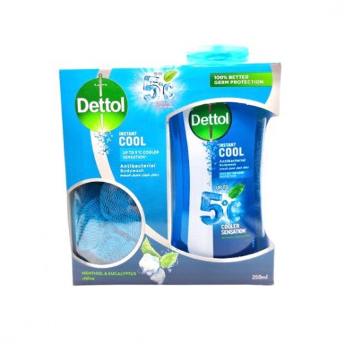 ديتول غسول جسم مع ليفة 250مل كوول نعناع