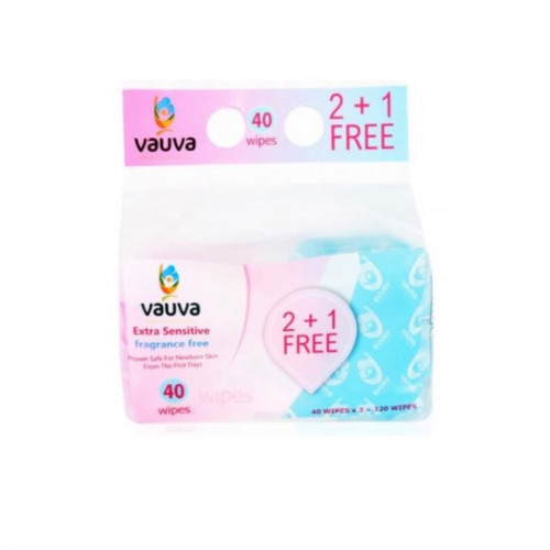 مناديل مبللة للاطفال فوفا بدون عطر (2+1) *40 منديل