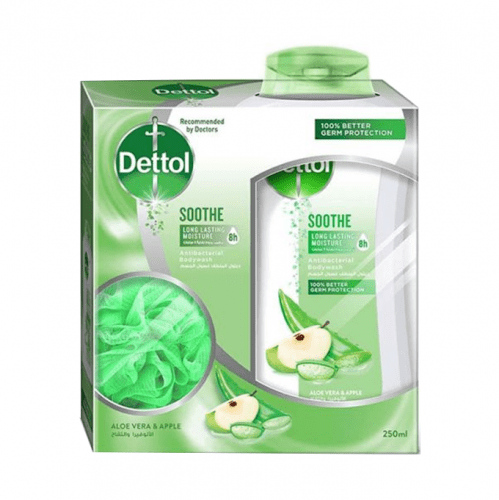 ديتول غسول جسم مع ليفة 250مل ملطف صبار