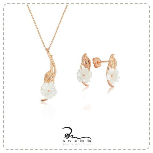 طقم نسائي فضة بطلاء الذهب ناعم