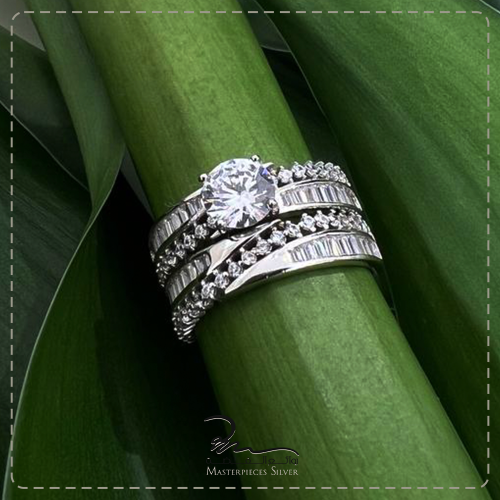 دبل توينز شبيهة الالماس و الفضة الخالص