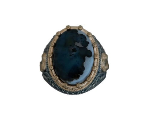 خاتم رجالي من الفضة والعقيق اليماني