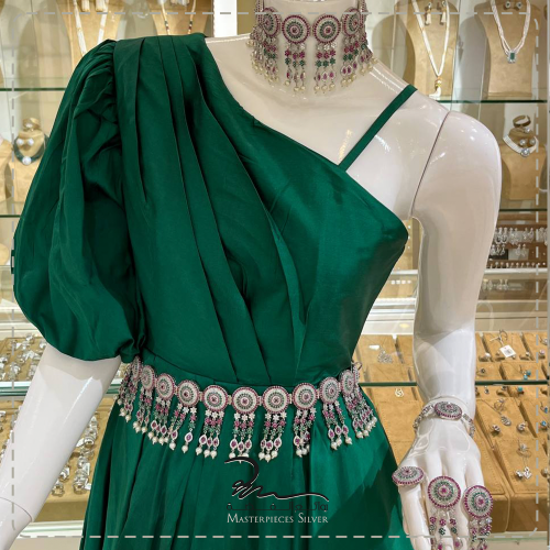 طقم فضة وأحجار كريمه هندي فاخر