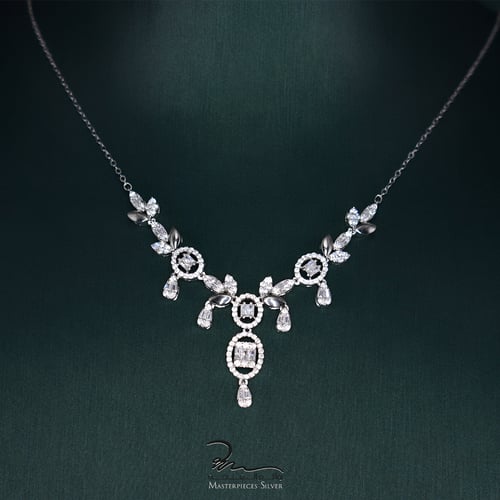 طقم فضة و زركون لامع فاخر