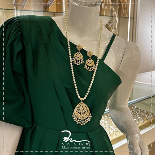 طقم لؤلؤ هندي و فضة خالص فاخر