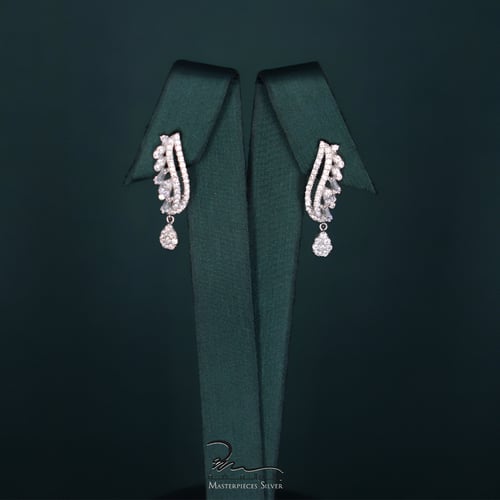 طقم فضة مرصع شبيه الألماس