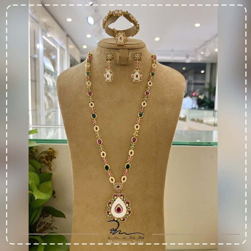 طقم فضة هندي احجار طبيعية طقم نسائي