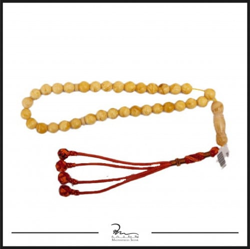 سبحة من تراب الكهرمان الطبيعي مع شاهد صناعة يدوية