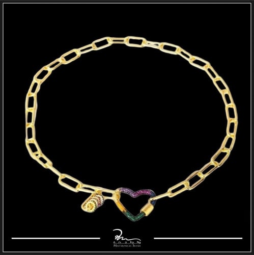 عقد فضة بطلاء ذهب بتصميم حديث وملفت مع احجار الزرك...