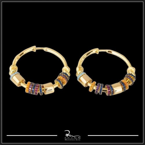 حلق فضة طلاء الذهب ألوان عصرية