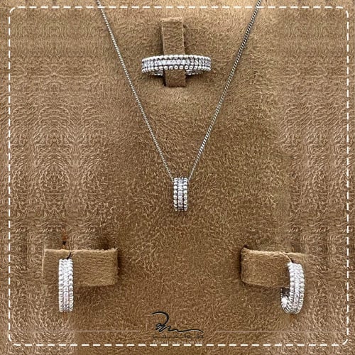 طقم فضة نسائي ناعم لامع