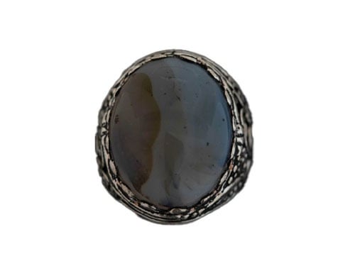 خاتم رجالي من الفضة والعقيق اليماني