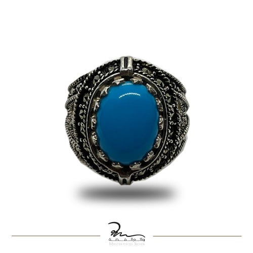خاتم فيروز رجالي حجر فخم للبيع