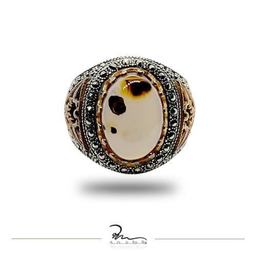 خاتم فضة وعقيق يمني