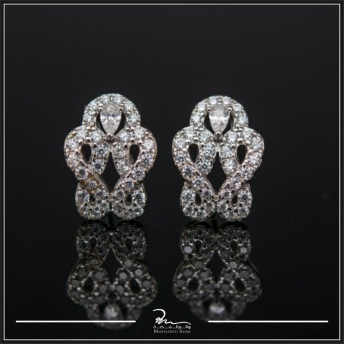 حلق فضة فخم الاذن بحجر زركون