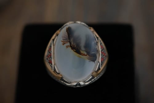 خاتم رجالي من الفضة والعقيق اليماني