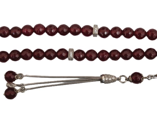 سبحة من العقيق اليمني الفاخر حجر باللون الروبي يتم...