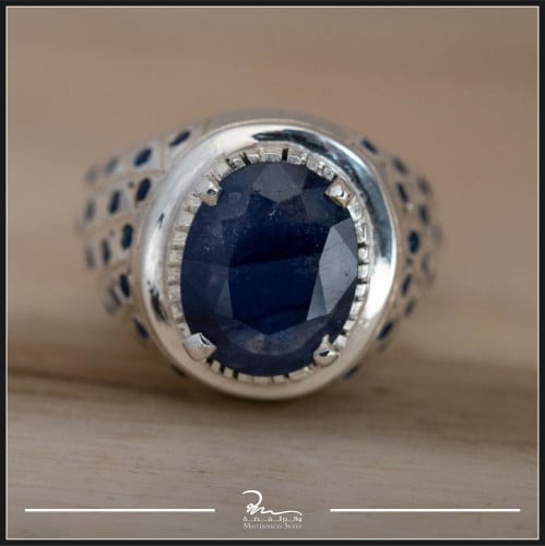 خاتم رجالي حجر الزفير الطبيعي واحجار الزركون