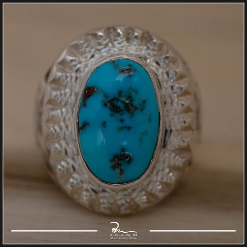 خاتم رجالي من الفيروز الطبيعي