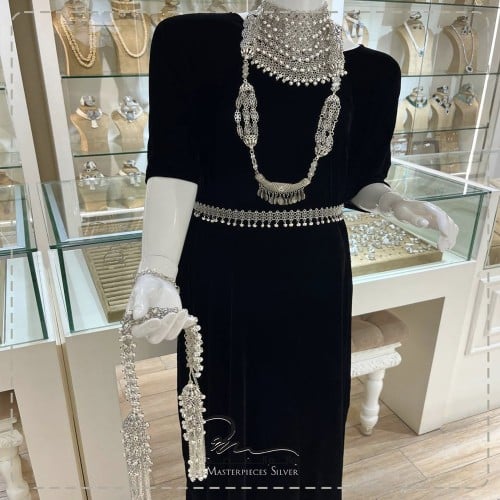 طقم فضة تراثي سعودي كامل ليوم التأسيس ولحفلات الزف...