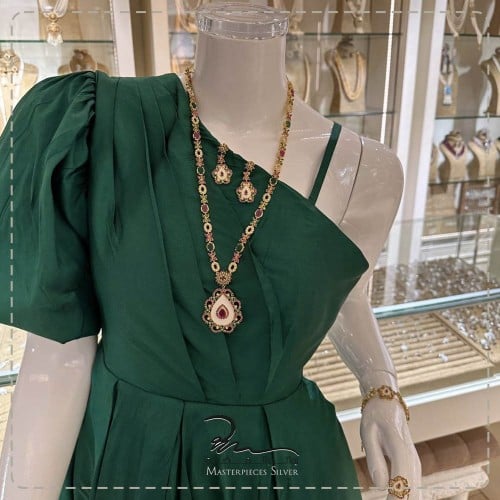 طقم فضة هندي احجار طبيعية طقم نسائي