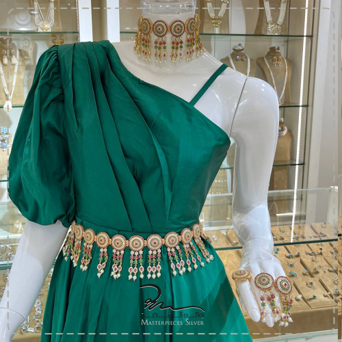 طقم فضة وأحجار كريمه هندي فاخر