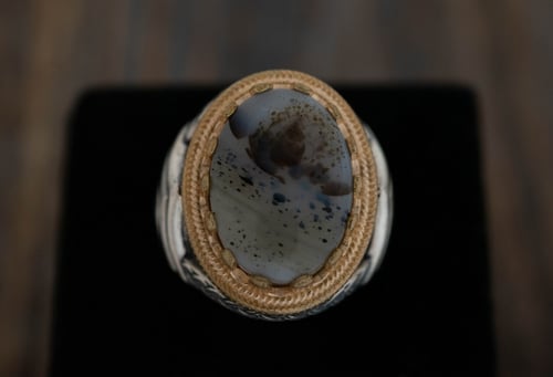 خاتم رجالي من الفضة والعقيق اليماني