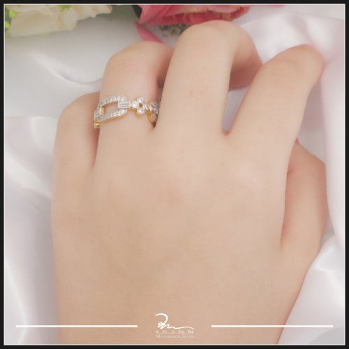 خاتم فضة بطلاء الذهب للنساء