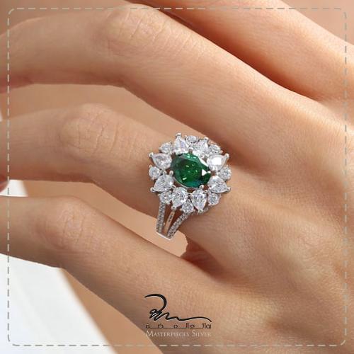 خواتم فضة نسائية احجار كريمة