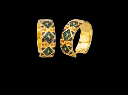 حلق فضة بطلاء الذهب واحجار الزركون الملونة