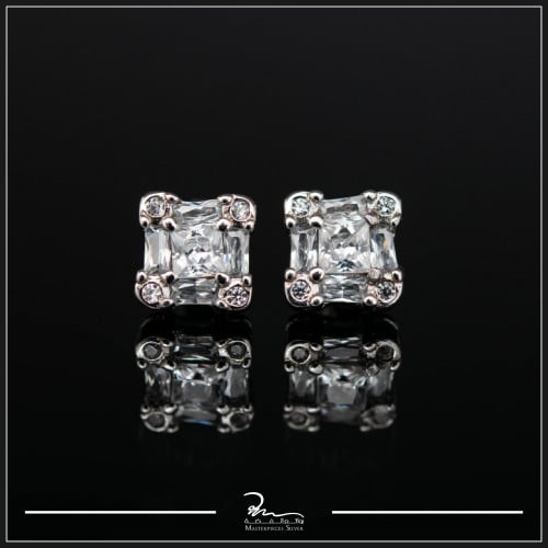 حلق فضة تصميم الألماس