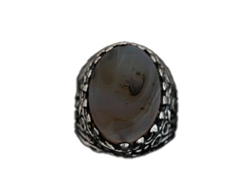 خاتم رجالي من الفضة والعقيق اليماني