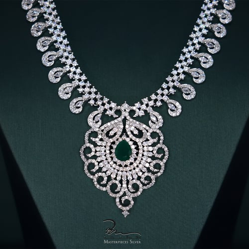 طقم فضة زركون شبيه الالماس للسهرات