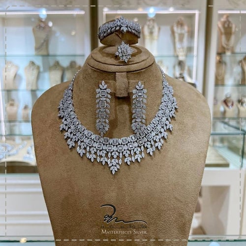 طقم زركون فضة خالص عيار 925