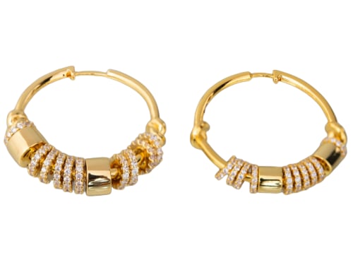 حلق فضة مدور بطلاء الذهب مع حجر الزركون