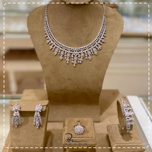 طقم فضة زركون تصميم الماس