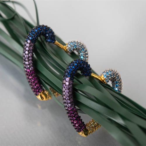 حلق فضة راس قلب بطلاء الذهب