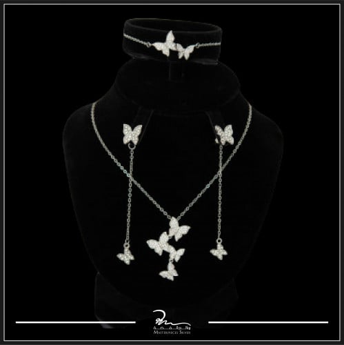 طقم فضه فخم حريمي الفراشات الأنيق